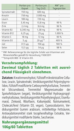 Popeye vegane Muskeltabletten 60 St, 106 g