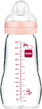Babyflasche aus Glas Feel Good matt, rosa, von Geburt an, 260 ml, 1 St mam