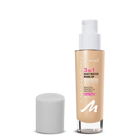 Foundation 3in1 Easy Match Soft Beige 34, LSF 20, 30 ml
