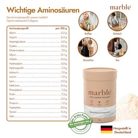 Kollagenpulver Geschmacksneutral, 450 g marble