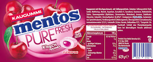 Kaugummi, Pure Fresh Kirsche, zuckerfrei (35 Stück), 67,9 g