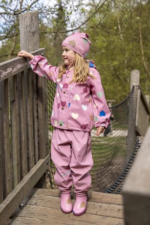 Regenjacke mit Herz-Muster, rosa, Gr. 110/116, 1 St