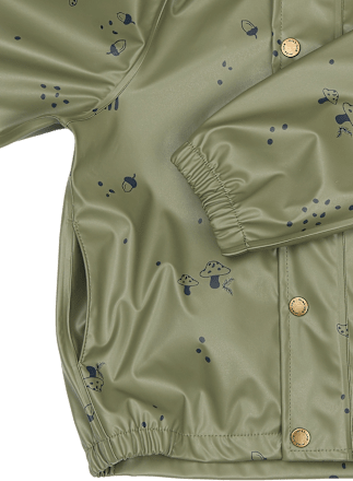 Regenjacke mit Kapuze & Pilz-Muster, grün, Gr. 98/104, 1 St