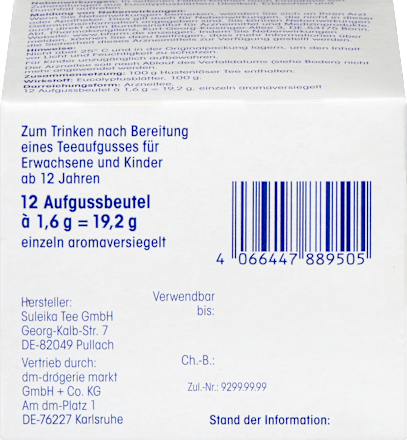 Arzneitee, Hustenlöser Tee (12 Beutel), 19,2 g