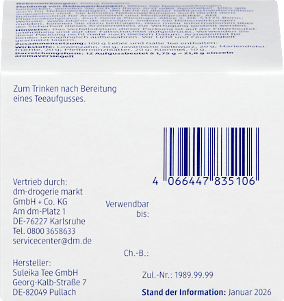 Arzneitee, Leber & Galle Tee (12 Beutel), 21 g