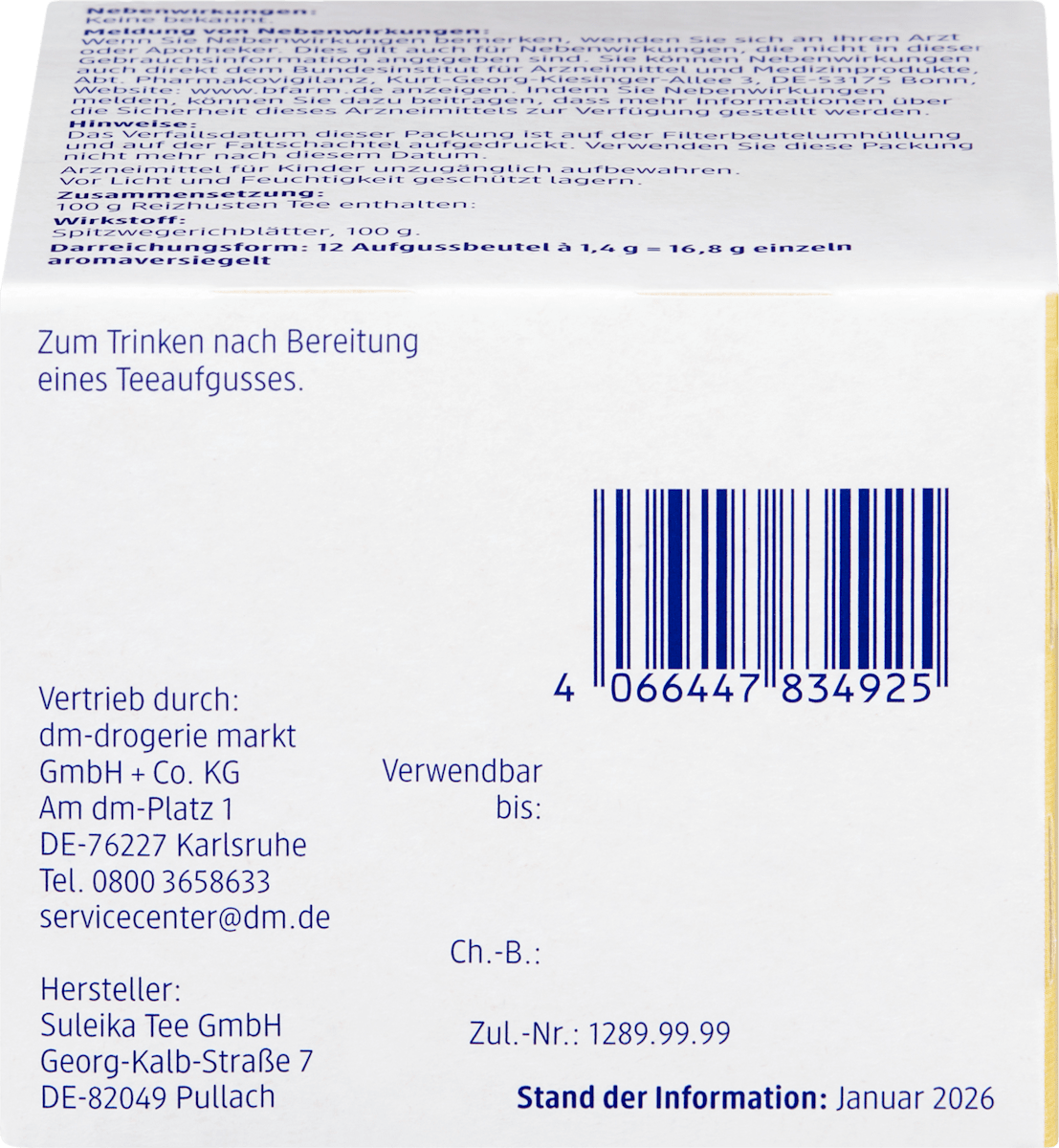 Mivolis Arzneitee, Reizhusten Tee (12 Beutel), 16,8 g