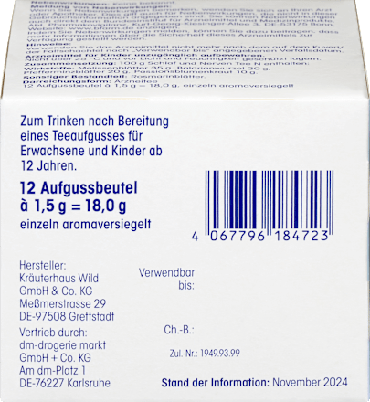 Medicinale thee, slaap- en zenuwthee N (12 zakjes), 18 g