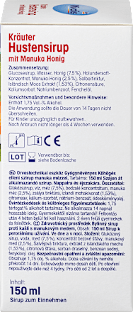 Kruidenhoestsiroop met Manuka honing, 150 ml
