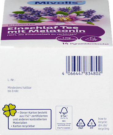 Kräutertee, Einschlaf Tee mit Melatonin (14 Beutel), 28,84 g
