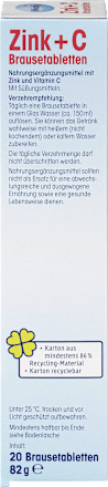 Zink + C Brausetabletten 20 St., 82 g Mivolis