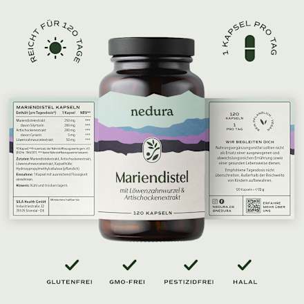 Mariendistel mit Löwenzahnwurzel & Artischockenextrakt Kapseln 120 St, 72 g