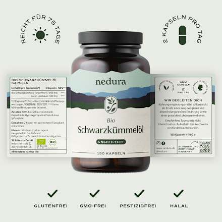 Schwarzkümmelöl ungefiltert Kapseln 150 St, 90 g