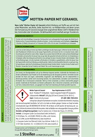 Lotte mottenpapier Geraniol, 1 st