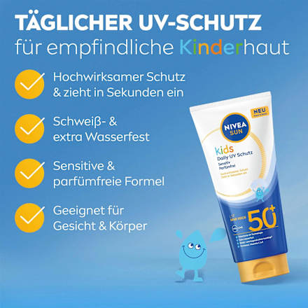 Sonnenmilch Kids sensitiv, daily uv Schutz, LSF 50+, 100 ml