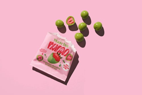 Gedroogd fruit, Matcha Crunchy Aardbeien, Chocolade-aardbeien, 50 g