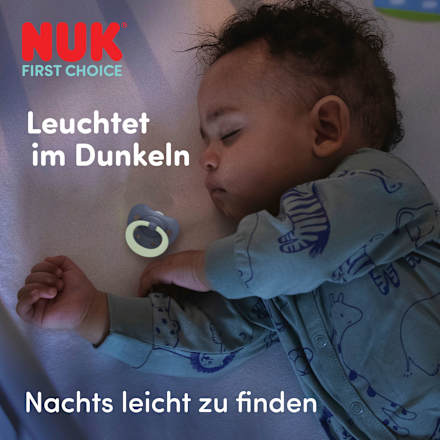 Schnuller First Choice Classic Day & Night Silikon, blau, 0-6 Monate, 1 St