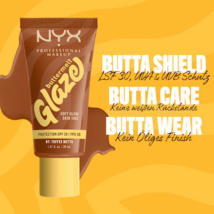Foundation Buttermelt Glaze mit LSF 30, 07 Toffee Butta, 30 ml
