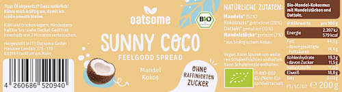 Mandelmus, "Sunny Coco" Feelgood Spreads, Mandel Kokos, 200 g
