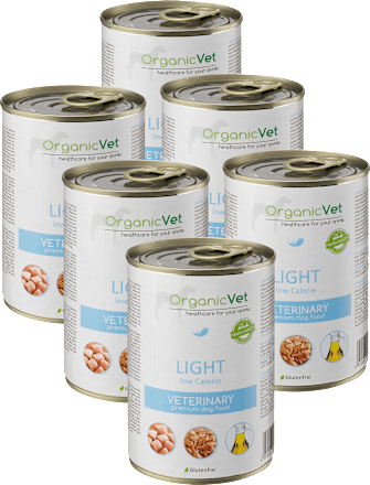 Nassfutter Hund mit Geflügel, Light low calorie, Multipack (6x400 g), 2,4 kg OrganicVet