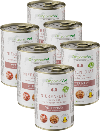 Nassfutter Hund mit Geflügel & Rind, Nieren Diät, Multipack (6x400 g), 2,4 kg OrganicVet