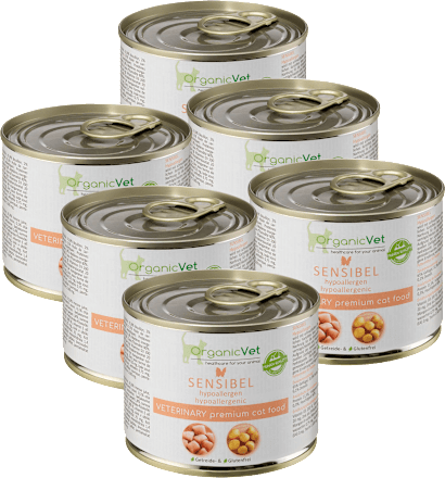Nassfutter Katze mit Geflügel, sensibel hypoallergen, Multipack (6x200 g), 1,2 kg OrganicVet