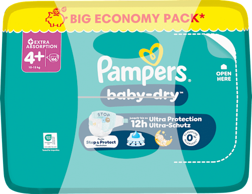 Windeln Baby Dry Gr. 4+ (10-15 kg) Big Pack, 66 St