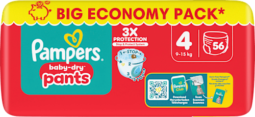 Baby Pants Baby Dry Gr.4 Maxi (9-15 kg), Big Pack, 56 St Pampers