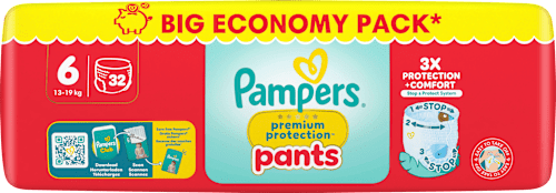 Baby Pants Premium Protection Gr.6 XL (13-19kg), Big Pack, 32 St - Duitse Drogist Haus