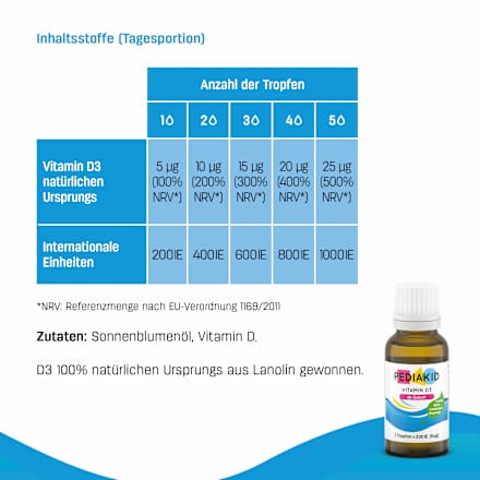 Vitamin D3 200 I.E. Tropfen, 20 ml