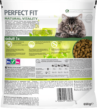 Droogvoer voor katten met rund en kip, natuurlijke vitaliteit, Adult, 650 g