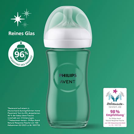 Babyflasche aus Glas Natural Response weiß, ab dem 3. Monat, 240ml, 1 St