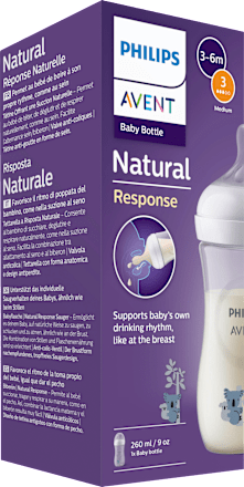 Babyflasche Natural Response weiß/Koala, ab dem 3. Monat, 260ml, 1 St