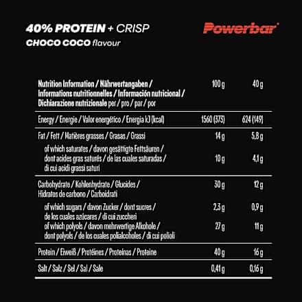 Proteinriegel, 40% Protein+ Crisp, Choco Coco Geschmack, 40 g