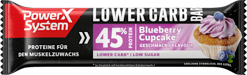 Proteinriegel 45%, Lower Carb Bar, Blueberry Cupcake Geschmack, 40 g - Duitse Drogist Haus