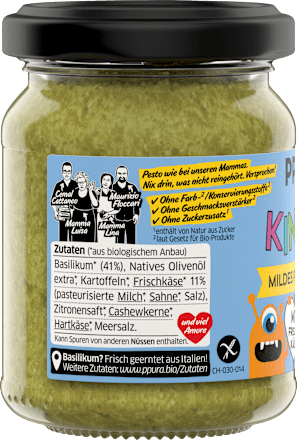 Pesto, milde groene pesto voor kinderen, 120 g