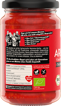 Tomatensoße, Arrabbiata, fruchtige Tomaten & Chili, 340 g
