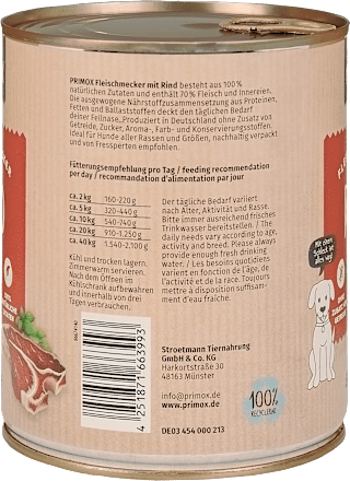 Nassfutter Hund mit Rind, Multipack (6x800 g), 4,8 kg