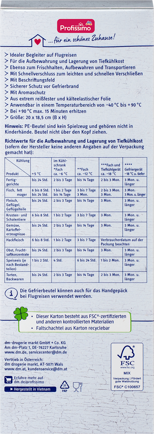 Profissimo Gefrierbeutel 1 l mit Schnellverschluss, 15 St