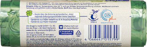 Müllbeutel 10 l mit Tragegriff aus Biofolie, 10 St Profissimo