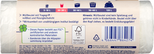 25L vuilniszakken met draagbeugel, 25 stuks