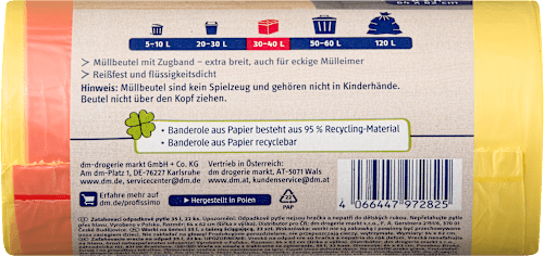 Müllbeutel 35 l mit Zugband, 22 St