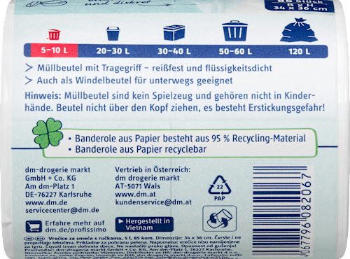 Müllbeutel 5 l mit Tragegriff, 85 St Profissimo