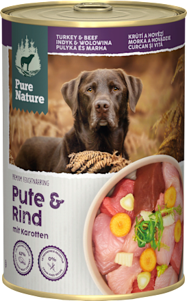 Nassfutter Hund mit Pute, Rind & Karotten, 400 g