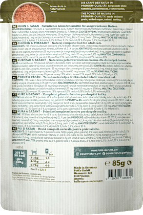 Nassfutter Katze mit Huhn, Fasan & Petersilie, 85 g