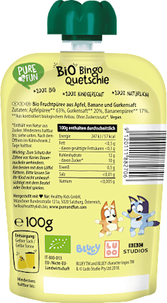 Quetschie Bluey mit Apfel, Banane & Gurke ab 12 Monaten, 100 g