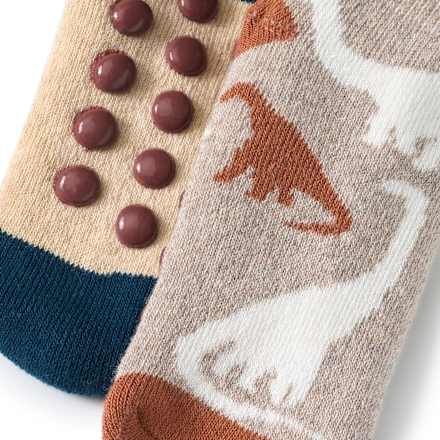 ABS Sneaker Socken mit Dino-Muster, braun & beige, Gr. 23/26, 2 St PUSBLU
