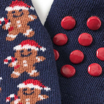 ABS Socken mit Lebkuchen-Muster, blau & rot, Gr. 23/26, 1 St PUSBLU