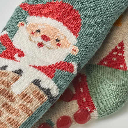 ABS Socken mit Weihnachts-Motiv, blau + beige, Gr. 18/19, 2 St PUSBLU