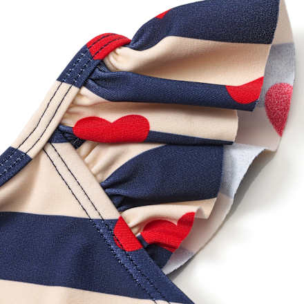 Badeanzug mit Rüschen & Herz-Muster, blau & beige, Gr. 86/92, 1 St PUSBLU