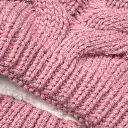 Loop Schal aus Strick mit Teddyfutter, rosa, 1 St